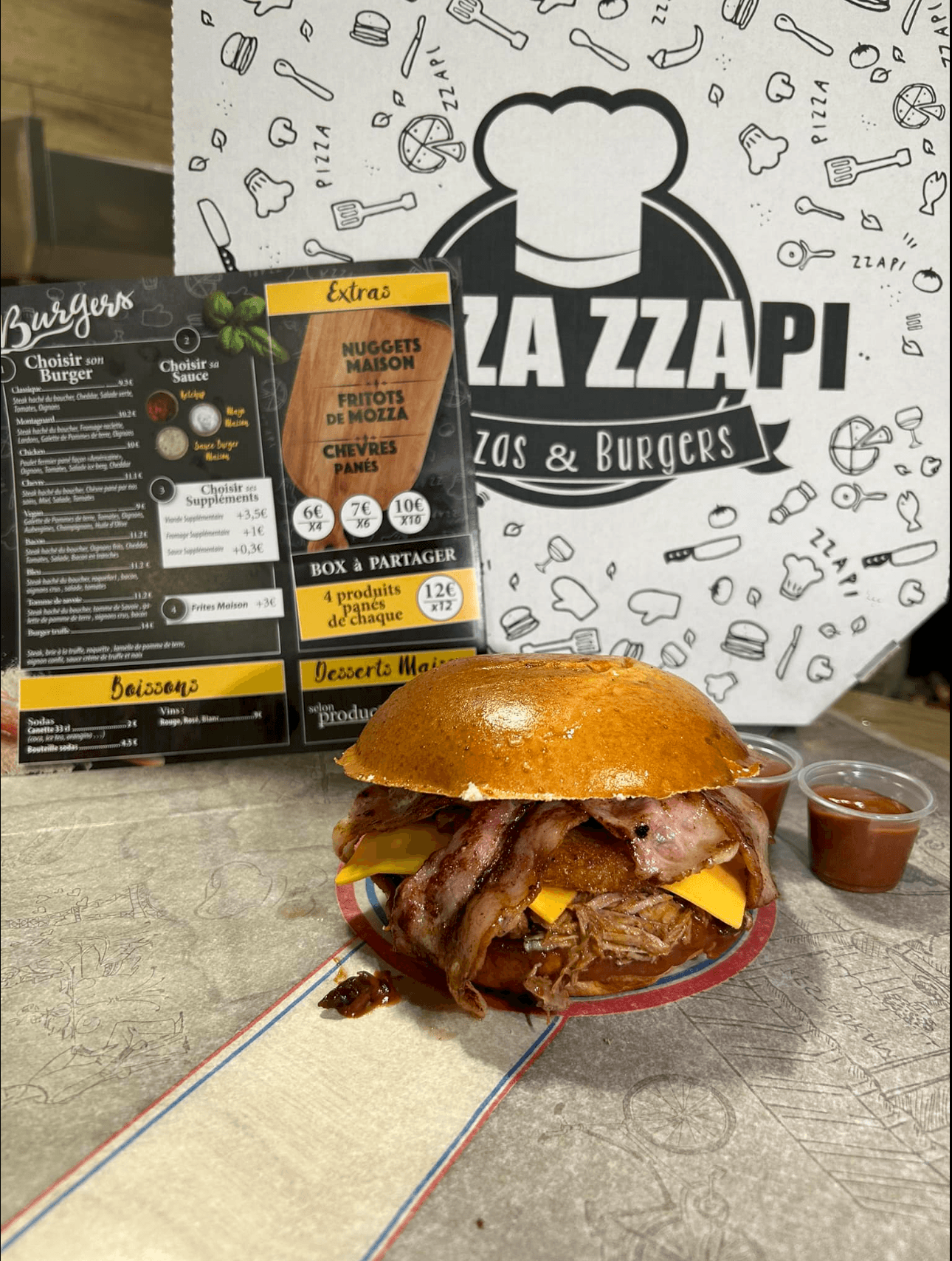 zappi burger boite a pizza flyers